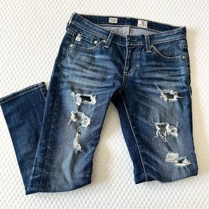 AG Adriano Goldschmeid Stilt Crop Ripped Jeans